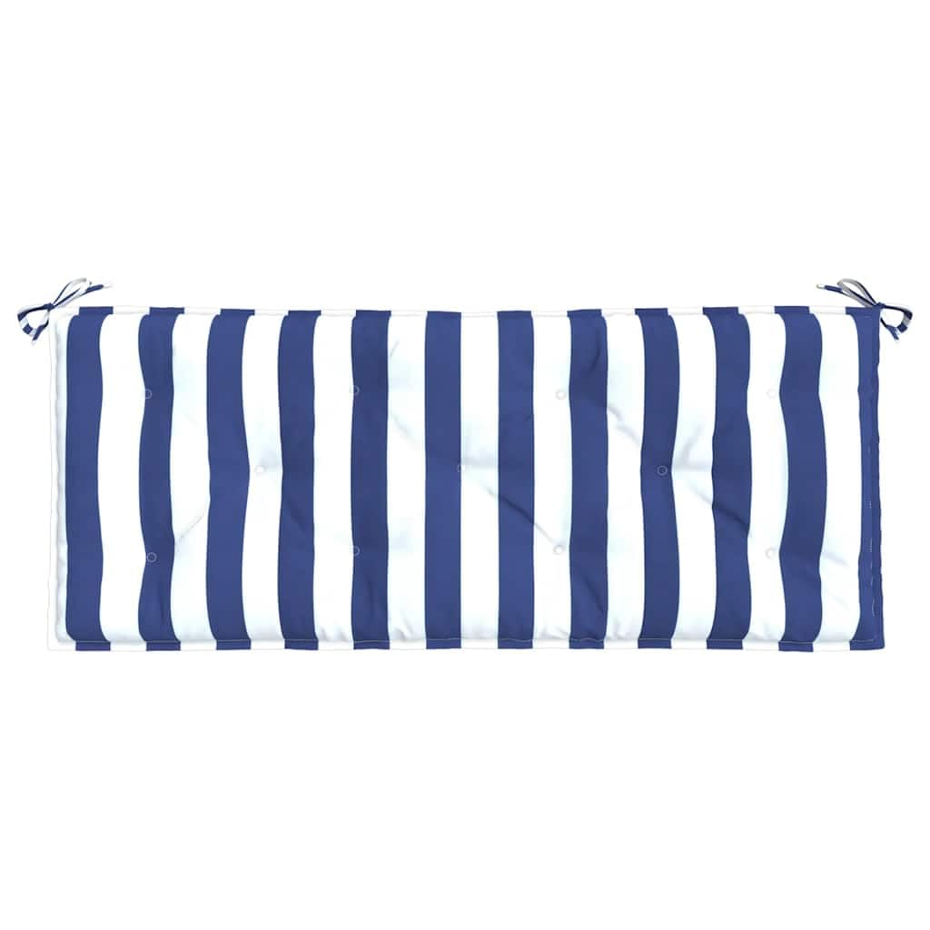 Set 2 Cuscini Panca Giardino Righe Blu Bianche 120x50x7cm | Morbida imbottitura in fibra cava con pratiche corde di fissaggio, perfetti per panca da terrazzo, patio e veranda.