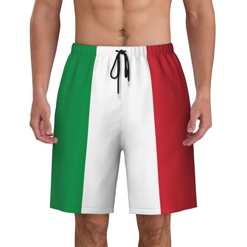 Italian Flag Men Beach Pants-Mens Swim Trunks Quick Dry Board Shorts with Mesh Lining, Breathable Beach Shorts