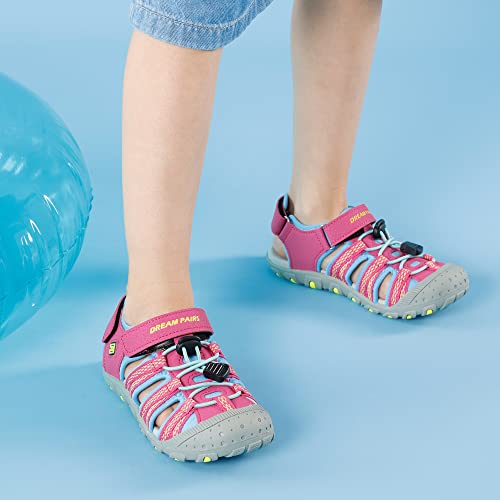 Dream Pairs Boys Girls Summer Outdoor Athletic Sport Sandals Walking Hiking Beach Casual Closed Toe Adjustable Multicolor For Toddler/Little/Big Kids,Size 4 Big Kid,Fuchsia/Cyan/Neon/Green,171111-K thumb #4