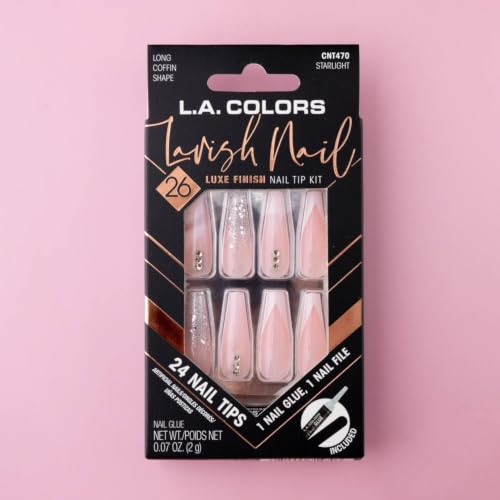 Image of L.A. COLORS 26PC Lavish Nail Tips W /Glue, Starlight (Carded) CNT470