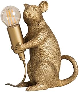 MiniSun Modern Metallic Gold Painted Rat Design Table Lamp