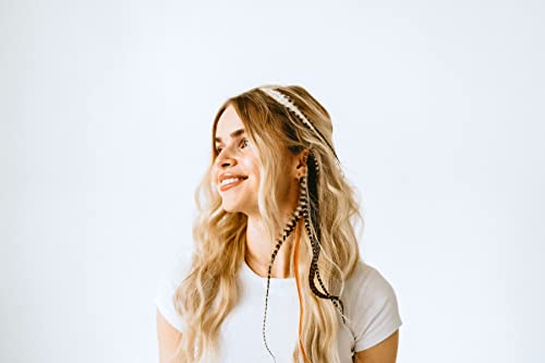 15 Natural Fluffy Color Hair Feathers - 7”- 12” Long - Natural Fluffy Hair Extension, Feather Hair Extension DIY Kit - Eye-Catching Design - 20 Micro-link Beads - 100% Real Rooster Feathers - Image 6