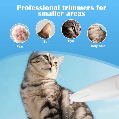 Haustierhaarschneider mit LED-Licht,PawTrim Pro Leise,Kabellos Haustier Rasierer Mit USB,Wiederaufladbar Pfotentrimmer,Wasserdichter,für Reparatur Hund, Katze, Füße, Ohren, Gesicht (F5-01)