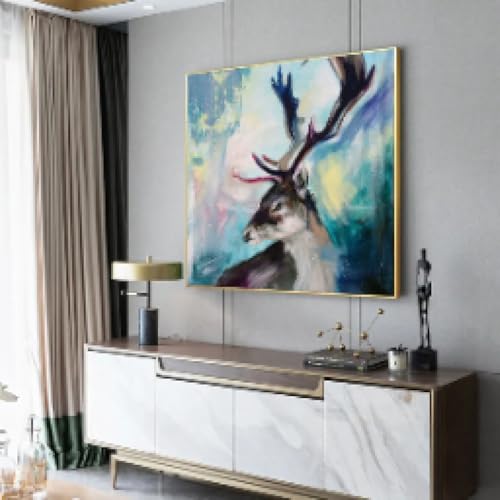 Décoration de salon moderne avec tableau de cerf abstrait sur toile - 5