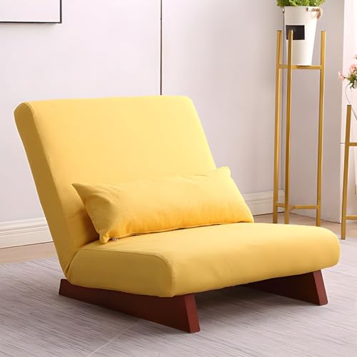 CosyLabs Mango Wood Borneo | Recliner Chair | Floor Sofa | Low Floor Seating | Floor Lounger Parent (Sofa Only, Canary Yellow, 1 Seater)