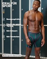 DANISH ENDURANCE 3er Pack Sport Boxershorts Herren, Mehrfarbig (1x Schwarz, 1x Schwarz/Rot, 1x Grün) mit langem Bein, M – Ansicht 3