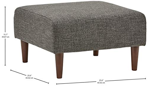 Amazon Brand - Rivet Ava Mid Century Modern Upholstered Square Ottoman, Small, Dark Grey, 25.6"W X 15.7"H #TOP2