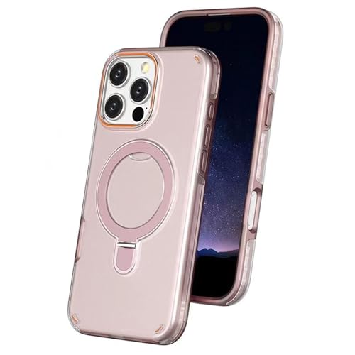 Étui de protection iPhone 14 rose à double couche et support magnétique