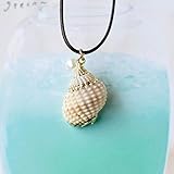 Material: concha LHXMY Adorno De Corazón De Viento Oceánico con Incrustaciones De Borde Dorado Viento Oceánico Concha Natural Collar De Concha De Mar-Caracol De Arroz_About 1.7 * 2.7Cm, Longitud De La Cuerda 45Cm