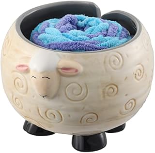Wyleaves Sheep Ceramic Yarn Bowl Knitting Yarn Ball Holder Handmade Craft Knitting Bowl Storge Crocheting Accessories and Supplies Organizer, Ceramic Yarn Bowl, Panda/Sheep