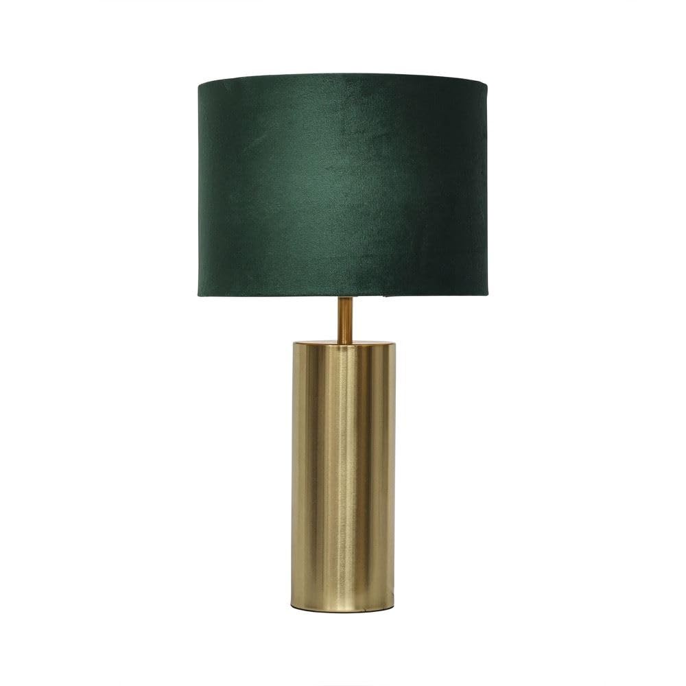 First Choice Lighting AmberGold Touch Operated 40Cm Table Lamp With Green Velvet Shade from B&Q