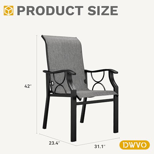 DWVO Patio Dining Chairs Set of 8, High Back Outdoor Dining Chairs with Breathable Textilene Mesh, 330 Lbs Capacity Metal Frame Outdoor Chairs, Grey Patio Chairs for Backyard Lawn Deck by DWVO - Image 8