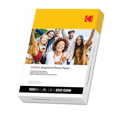 KODAK Photo Paper A4 (Snapshot Glossy 200gsm - 100 Sheets) Bright Photographic Paper, Universally Compatible with All Inkjet Printers, Perfect Printing for HP, Epson, Canon (Size 210 x 297mm)