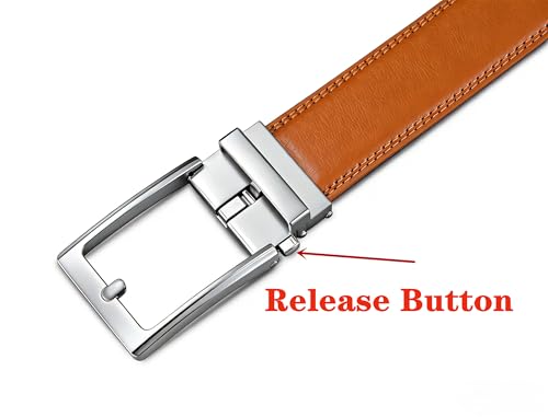 Image of Lingli Men's Belt,Ratchet Dress Belt with Automatic Buckle Brown /Black-Trim to Fit-35mm wide