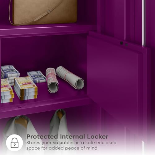 Image of Interio by Godrej Axl 3-Door Steel Almirah (Textured Mulberry), 1-Year Warranty, 1 Locker, 10 Shelves