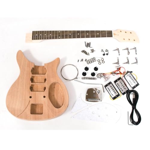 DIY Electric Guitar Kit – Rickenbacker Style with Tremolo | Mahogany Body, Canadian Maple Neck, Solderless Electronics | Build Your Own Custom Electric Guitar