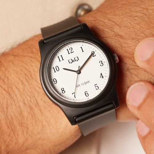 Image of Q&Q Mens Black Fibre Analog Watch 100 Meters Wr