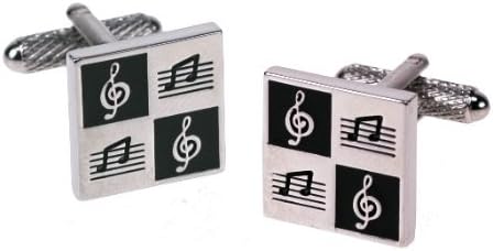Onyx - Art Square Shaped Musical Note Cufflinks Music Notes in Box