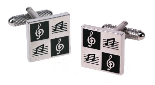 Onyx - Art Square Shaped Musical Note Cufflinks Music Notes in Box