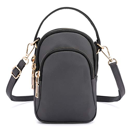 FANDARE Bolso de teléfono Bolsos Bandolera para Mujer Bolso Bandolera Pequeña Bolsos de Cruzado para Niña Compras Partido Colegio Viaje Paquete Embrague Crossbody Bag Impermeable Nylon Gris