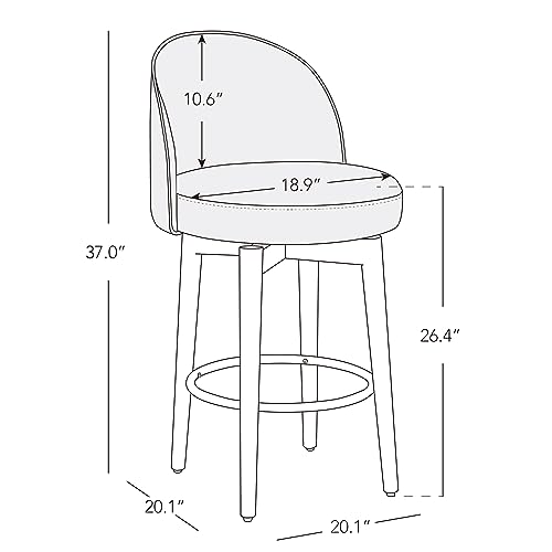 CHITA Butacos de Barra Altos Set de 2, Butacas Giratorias para Isla de Cocina, Altura de Asiento 26.4", Cuero Sintético, Gris Retro miniatura 3