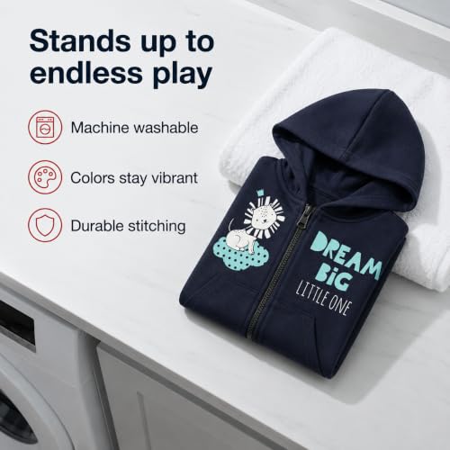 Image of The Mom Store Winter Jackets for Kids | Cute Sweatshirt and Cool Hoodies for Baby Boy and Baby Girls | with Zippers | Hoodie Cap