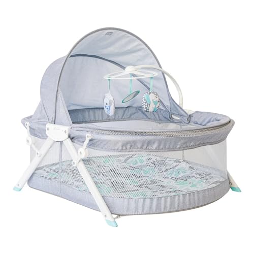 Image of Infantino Sweet Dreams Fold & Go Bedside Bassinet, Lightweight Portable Baby Sleeping Bed, Quick Fold and Easy to Carry, Adjustable Canopy, Indoor and Outdoor Crib for Bebies