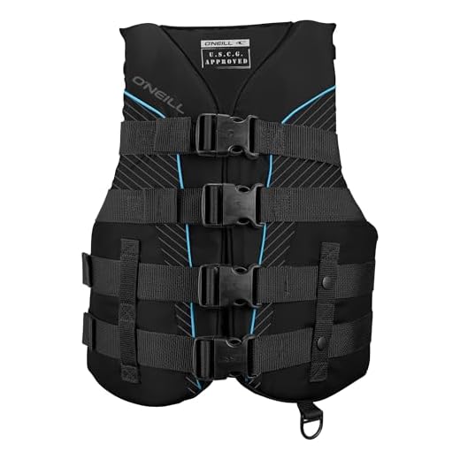 O'Neill Women's Superlite USCG Life Vest,Black/Black/Black:Turquoise,M