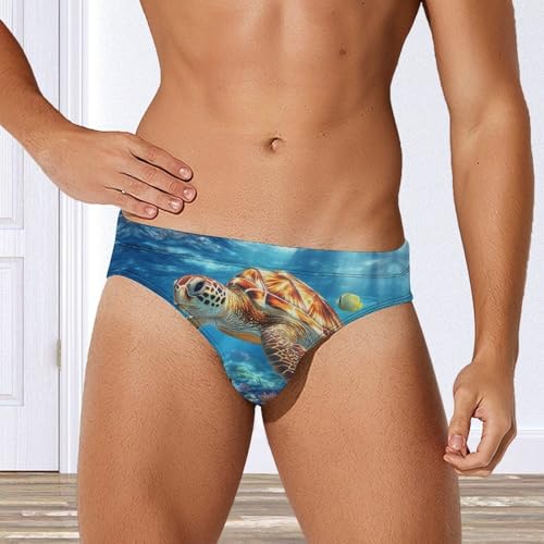 Turtle Ocean Undersea Mens Swim Briefs Quick Dry Swim Trunk Bikini Underwear Swimsuit4