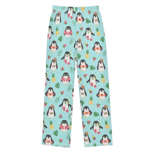 Aloha Penguin Boys Long Pants Soft Trousers Elastic Waist Kids Lounge Bottoms with Pockets S-XL - Main Image