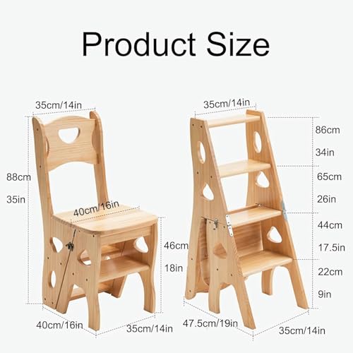 Silla escalera plegable de madera CNPRAZ para alcanzar armarios altos 7