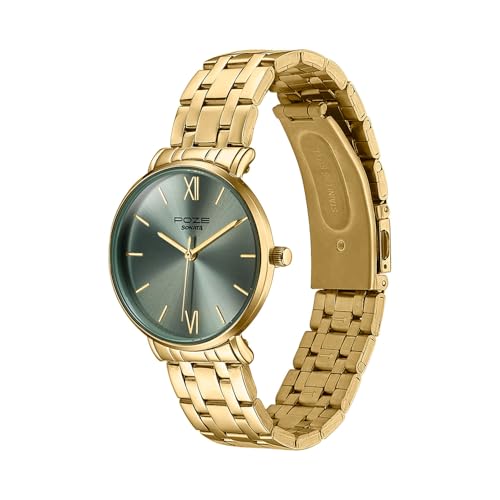 Image of Sonata Poze 9 with Quartz Analog Desert Sage Dial IPG Strap Watch for Women - SP80183YM01W