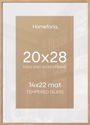 Homeforia 20x28 Oak Picture Frame with Matted 14x22