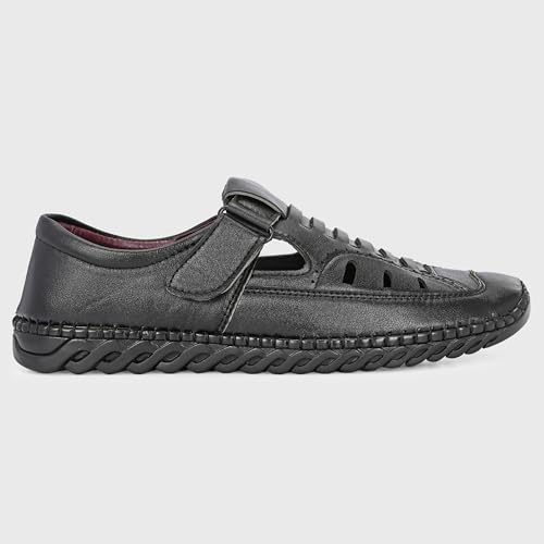 Image of Centrino Men's Fisherman Sandals | Closed Toe Leather Casual Sandal with Velcro Strap | Comfortable Casual Footwear Walking & Office Travel (9576)