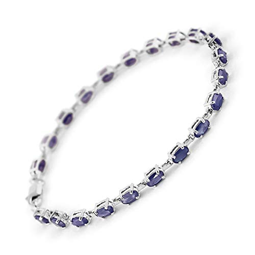 Galaxy Gold GG 8 CTW 14k Solid White Gold Tennis Bracelet Natural Sapphire