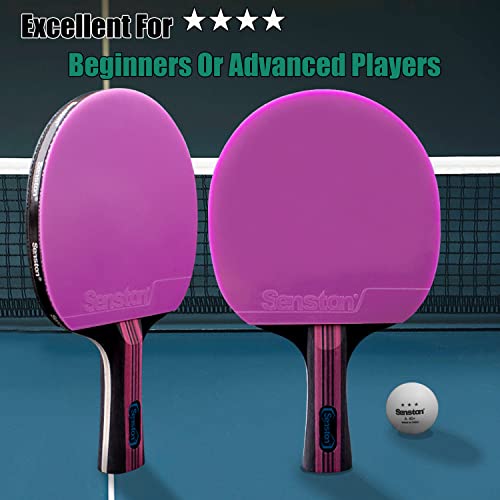 Senston Painted Ping Pong Paddle, Personalized Printing Table Tennis Paddles - Premium 5-Ply Ping Pong Paddles With Balls-Magenta #TOP3