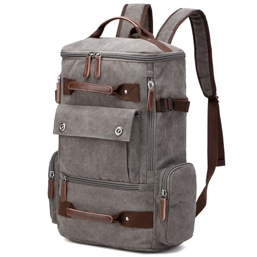 vintage canvas for 15.6 inch laptop bag, backpack for men women（GRAY）2
