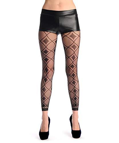 Image of Women High Waist Fishnet Footless Leggings Flower Pattern Footless Tights