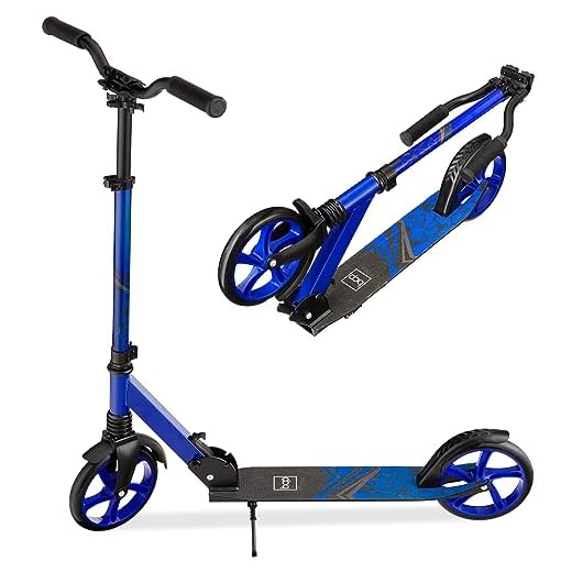 Best Choice Products Kids Height Adjustable Kick Scooter for Ages 8+, Teen, Adult, Outdoor Play w/Carrying Strap, Non-Slip Deck, Kickstand, Mud Guards, 220lb Capacity - Blue