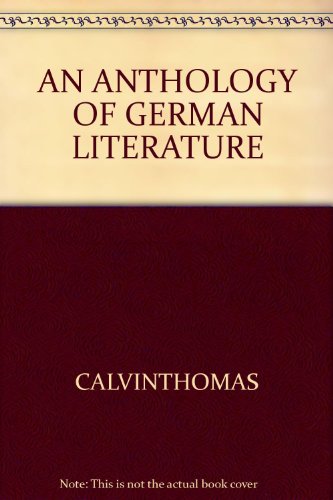 An Anthology of German Literature B000RY6B6G Book Cover