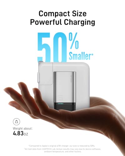 CUKTECH 65W 3-Port Foldable GaN Wall Charger w/ USB-C Cable - image 7