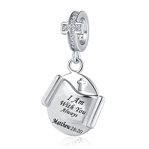 Religious Cross Charm Prayer Bible Christian Keep Faith Dangle Bead for Women Pandora Bracelets