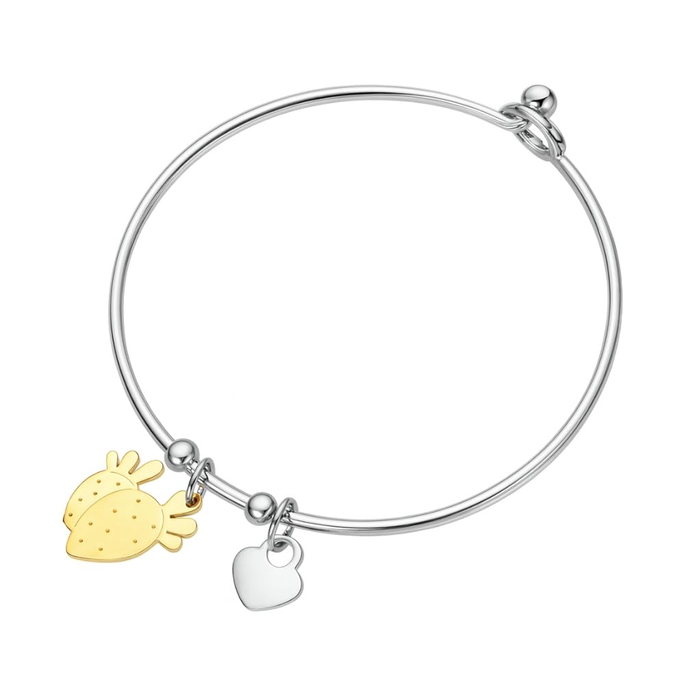 amorili Bracciale Donna Fico d’India in Acciaio Inox | Simbolo di Sicilianità | Braccialetto Elegante Regolabile | Gioiello Originale Portafortuna Idea Regalo Made in Italy bcc0034