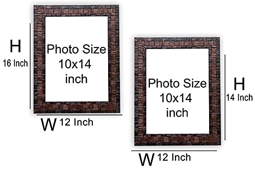 Image of Photo frame 10x14 Inch set of 2 Box Brown Color flexiable Glass (acrylic) & synthetic wood customized Modern Collage Photo Frames for Wall Hanging