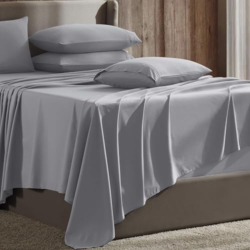 Image of Hearth & Harbor Extra Deep Pocket Sheet Sets, Luxury Soft 6 Piece Bed Sheet Set Fits Mattress 18-24 Inches - Cal King Size, Grey