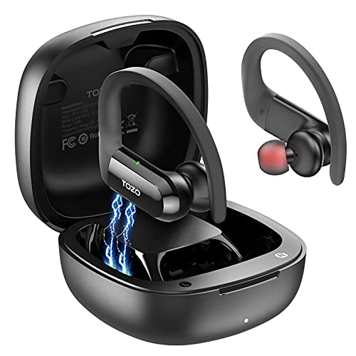 Black Friday 🔥 TOZO T5 Bluetooth Headphones True Wireless Earbuds Sport Earphones Touch Control Headset with Wireless Charging Case Bass Stereo,Built in Mic Sweatproof for Running, Gym, Workout,