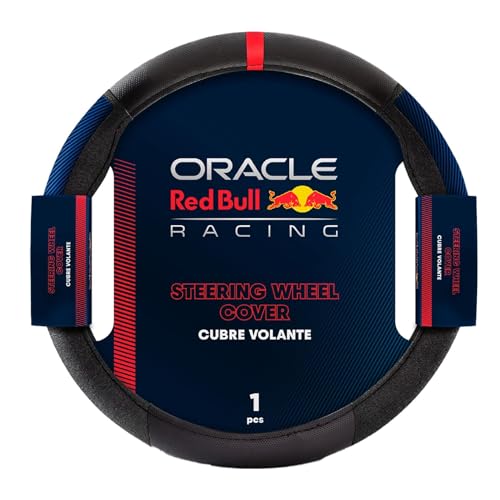 ROLMOVIL Funda Volante Red Bull Racing Black/Red – Universal 37-38 cm – Cuero Microfibra Antideslizante y Duradero – Protector de Volante Deportivo para Mejor Agarre, Estilo y Confort al Conducir