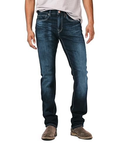 Jean Buffalo Straight Six pour homme style denim moustaches contrastées casual