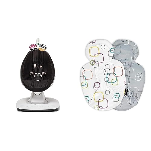 Image of 4moms MamaRoo Multi-Motion Baby Swing, Bluetooth Enabled with 5 Unique Motions, Black & RockaRoo and MamaRoo Infant Insert, Machine Washable, Soft, Plush Fabric, Reversible Design