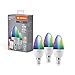 Produktbild LEDVANCE Smarte LED-Lampe mit WiFi Technologie, Sockel E14, Dimmbar, Lichtfarbe änderbar (2700-6500K), RGB Farben änderbar, ersetzt Glühlampen mit 40 W, SMART+ WiFi Candle Multicolour, 3er-Pack